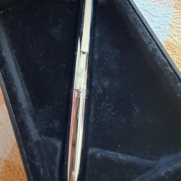 Fendi Stilista Silver Metal Logo Engraved Mini Pen Dual Ink 2-Color Cartridge - Picture 4 of 11